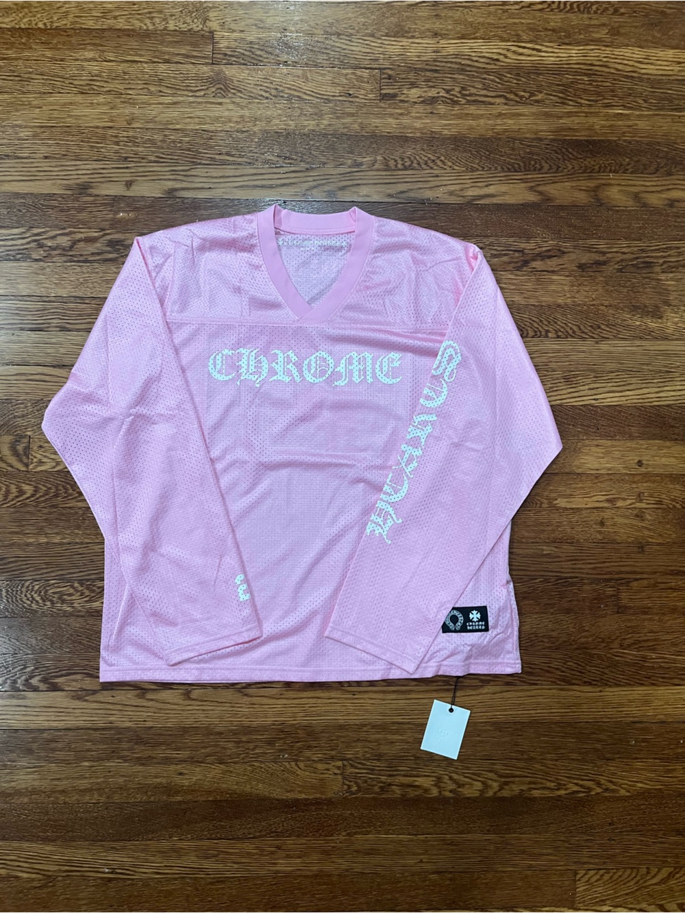 Hearts Style Pink Long-Sleeve Mesh Jersey